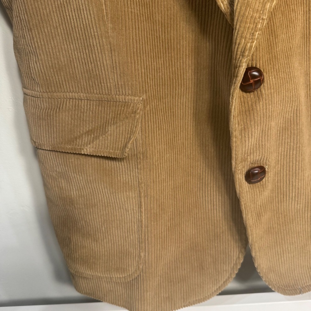 Vintage Men's Tan Corduroy Blazer Jacket 44R Academia Classic Grandpa Two Button - Picture 3 of 8